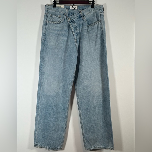 Agolde Criss Cross Upsized Jean 32 Suburbia New Denim Light Wash Button Fly NWT - Picture 2 of 9